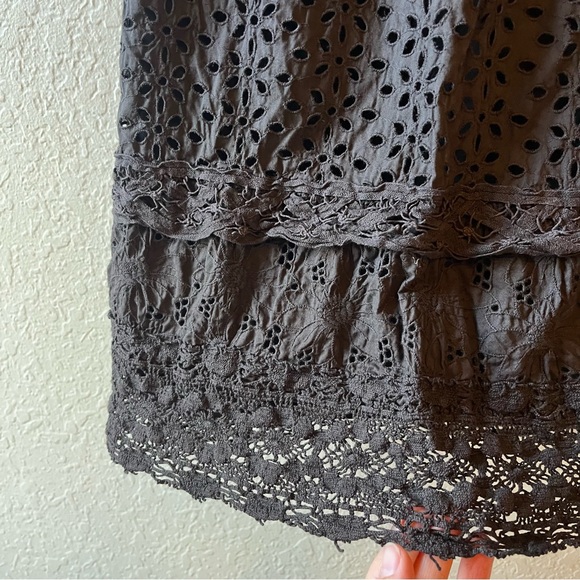 Witchy Cotton Boho Lace Tiered Midi Sunflower crocheted festival Lagenlook boho - Picture 4 of 13